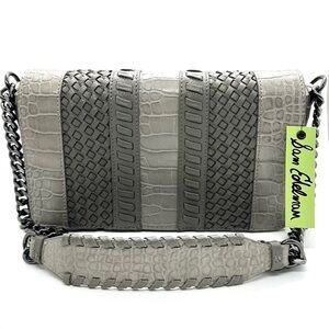 Sam Edelman Embossed Hanna Leather Shoulder Purse Bag Woven Crocodile Textured